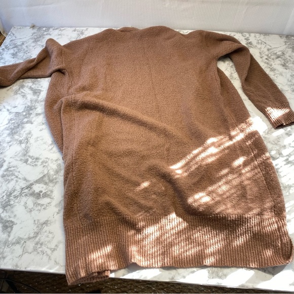 Forever 21 Taupe/ Pink Fluffy Long Open front Cardigan Size Small - Picture 7 of 15